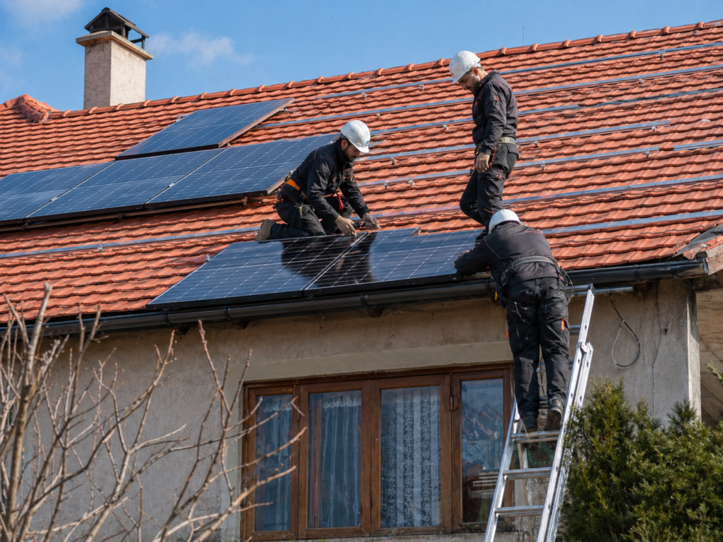 Montimi i paneleve solare ne kulm